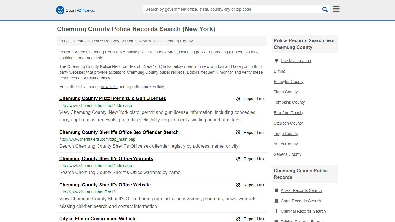 Chemung County Police Records Search (New York) - County Office