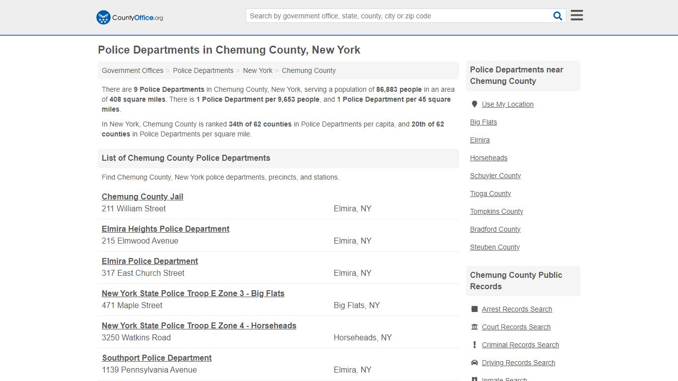 Police Departments - Chemung County, NY (Arrest Records & Police Logs)